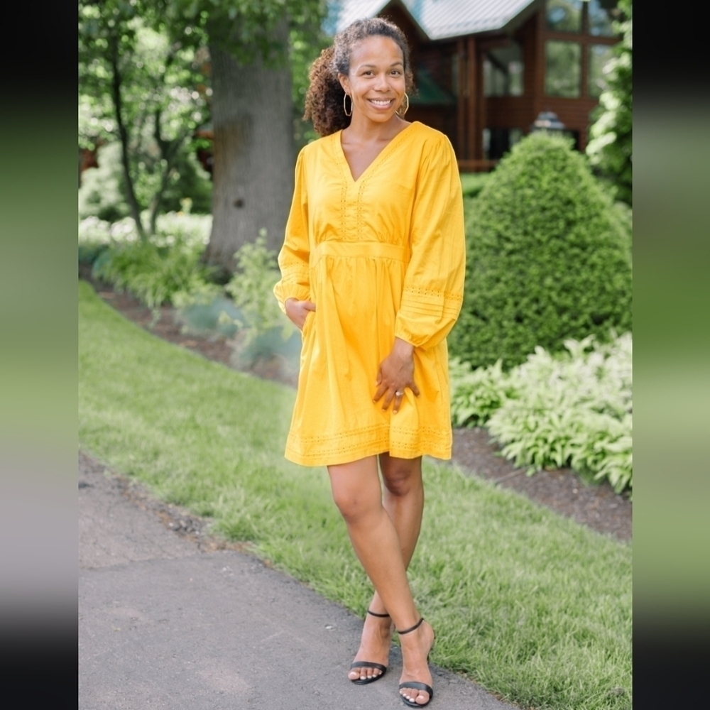 J. Crew Mustard Yellow Long Sleeve aBoho Peasant Dress Size S - Picture 1 of 11
